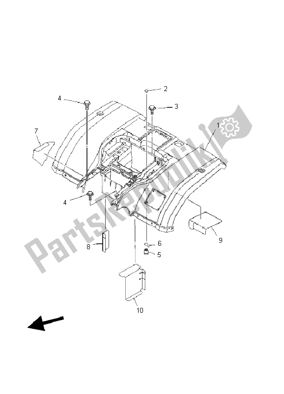 All parts for the Rear Fender of the Yamaha YFM 450F Kodiak 4X4 2003