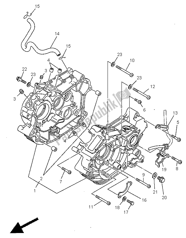 All parts for the Crankcase of the Yamaha XV 250 S Virago 1998