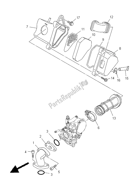 All parts for the Intake of the Yamaha TT R 50E 2012