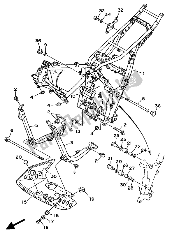 All parts for the Frame of the Yamaha XTZ 750 Supertenere 1990
