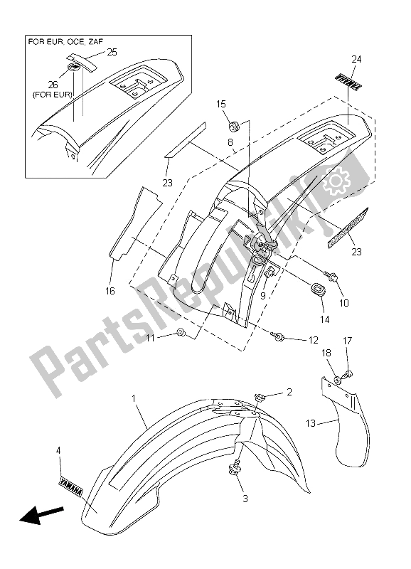 All parts for the Fender of the Yamaha WR 450F 2006