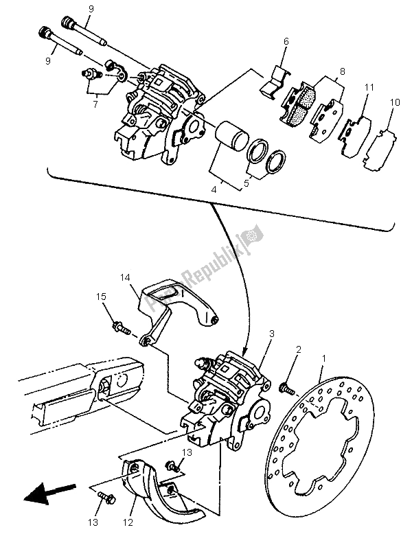 Tutte le parti per il Pinza Freno Posteriore del Yamaha YZ 250 1996