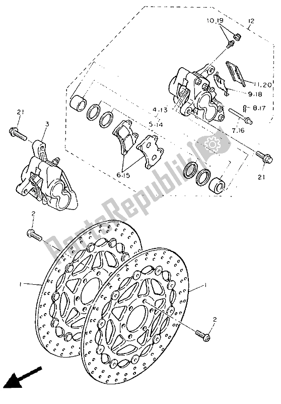 Todas las partes para Freno Delantero Y Pinza de Yamaha FJ 1200 1991