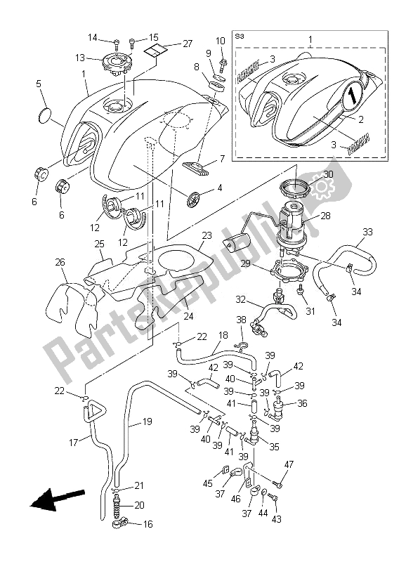 Toutes les pièces pour le Réservoir D'essence du Yamaha XJR 1300 2010