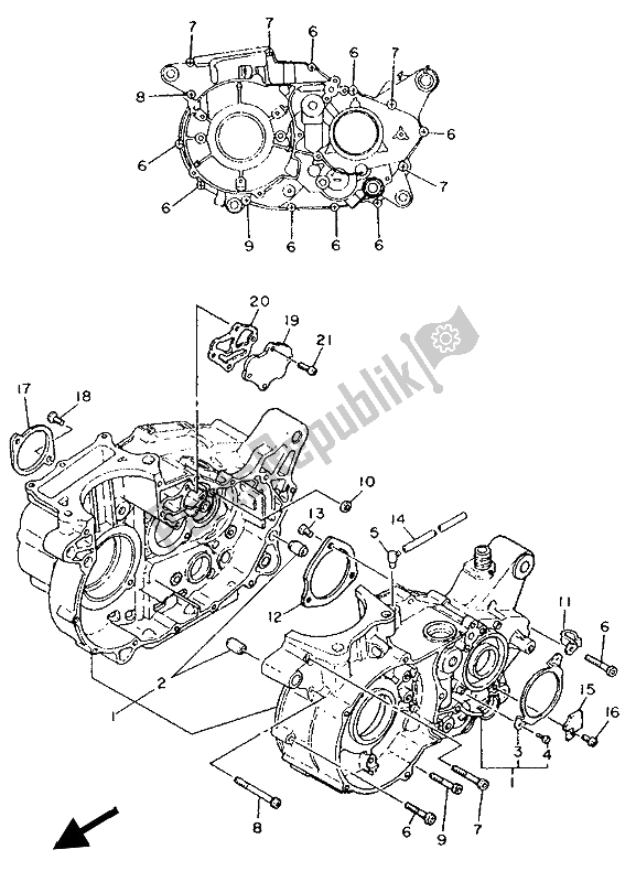 All parts for the Crankcase of the Yamaha SR 500 1993