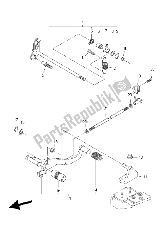 All parts for the Shift Shaft of the Yamaha XVS 950A 2011