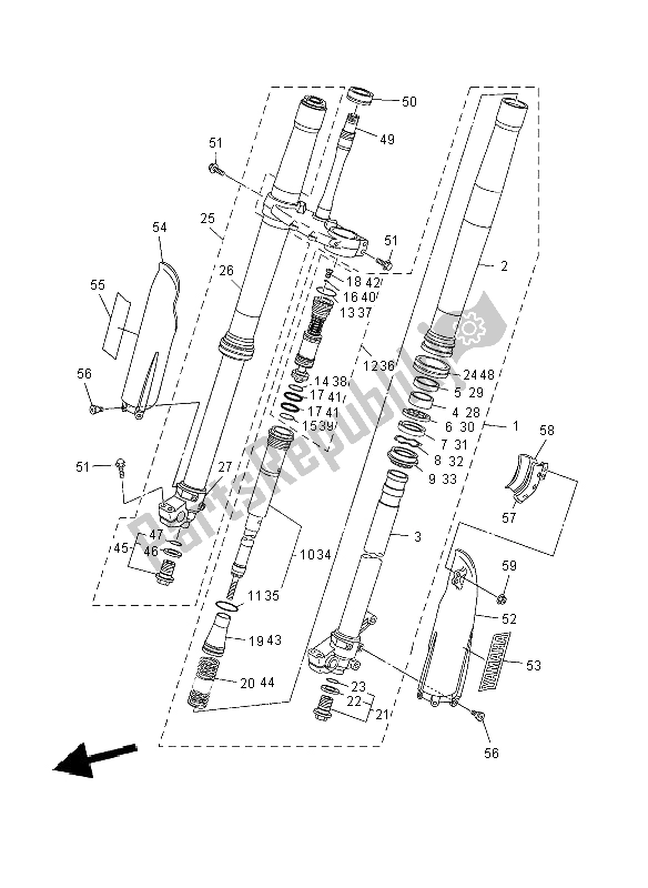 All parts for the Front Fork of the Yamaha YZ 250F 2008
