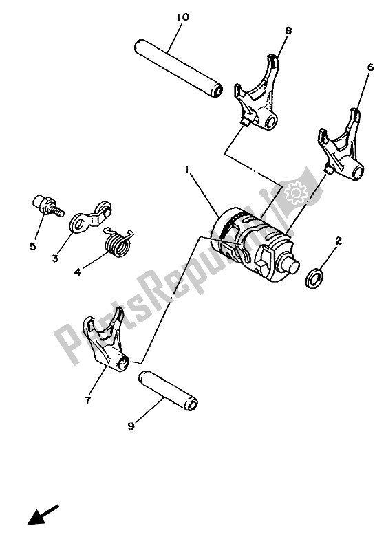 All parts for the Shift Cam & Fork of the Yamaha YZ 250 LC 1993