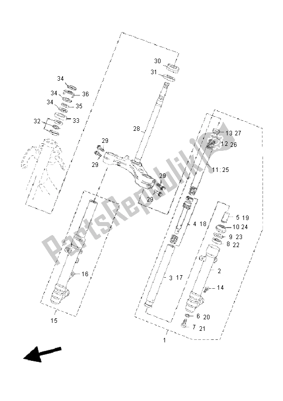 All parts for the Steering of the Yamaha YP 250R Sport X MAX 2011