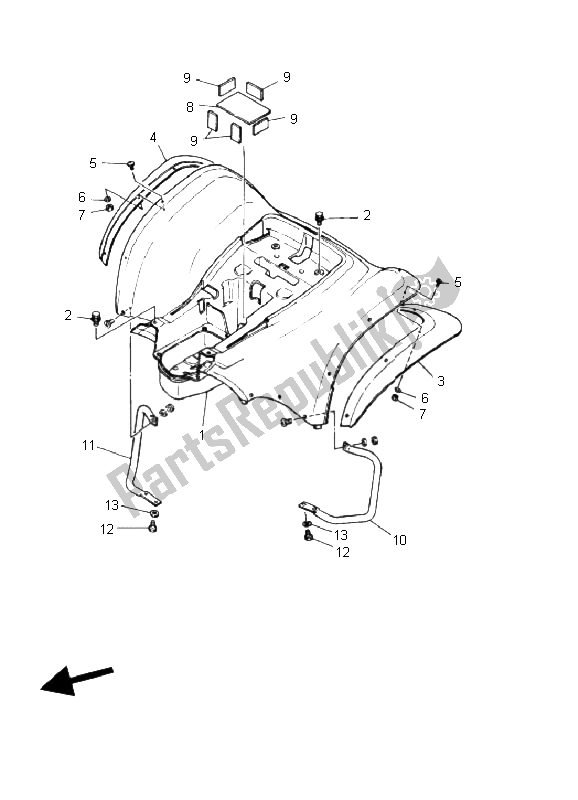 All parts for the Rear Fender of the Yamaha YFM 125 Breeze 2003