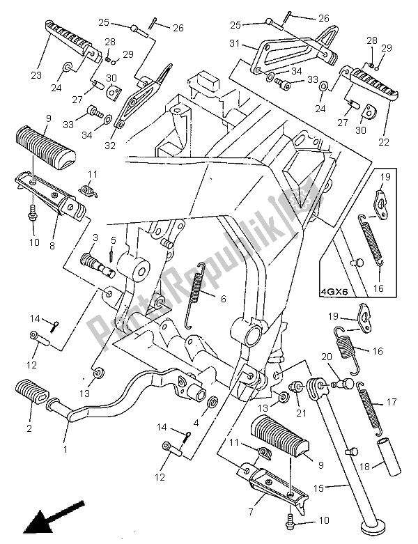 Todas las partes para Soporte Y Reposapiés de Yamaha TDR 125 1998