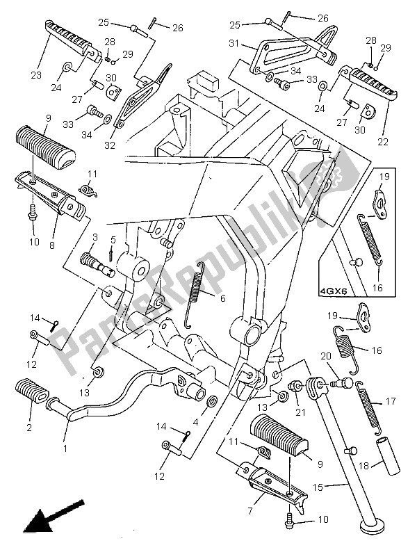 Todas las partes para Soporte Y Reposapiés de Yamaha TDR 125 1998