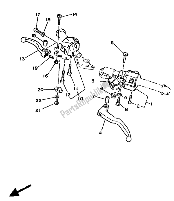 Todas as partes de Manípulo Interruptor E Alavanca do Yamaha RD 350 LCF 1988