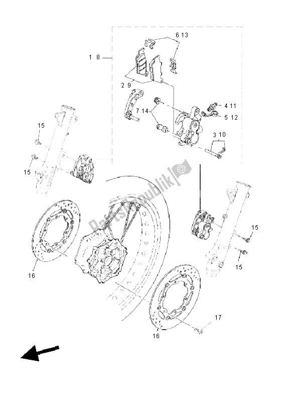 All parts for the Front Brake of the Yamaha XT 660 ZA Tenere SE 2011