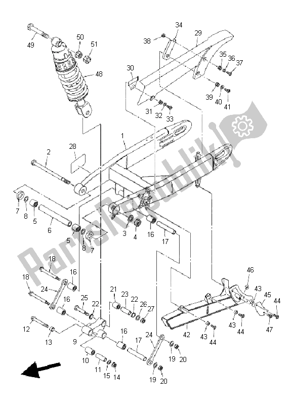 All parts for the Rear Arm Suspension of the Yamaha XVS 1300A 2011