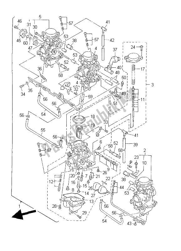 All parts for the Carburetor of the Yamaha FZS 600 Fazer 2002