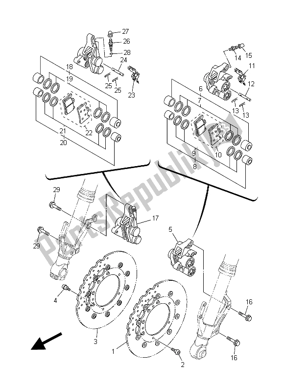 Alle onderdelen voor de Remklauw Voor van de Yamaha XT 1200Z 2015