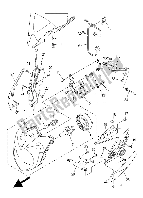 Alle onderdelen voor de Koplamp van de Yamaha FZ8 NA 800 2014