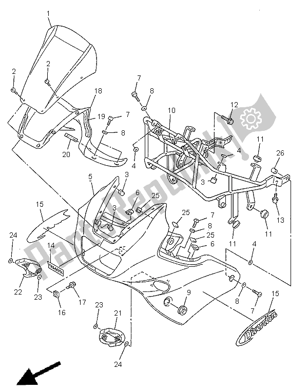 Tutte le parti per il Cowling 1 del Yamaha XJ 600S Diversion 1998