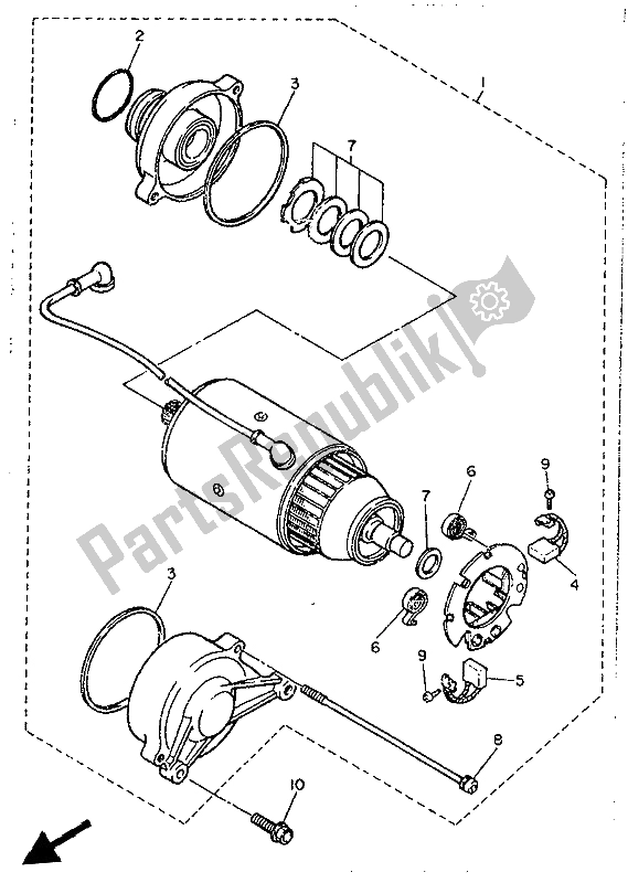 All parts for the Starting Motor of the Yamaha FJ 1200 1986