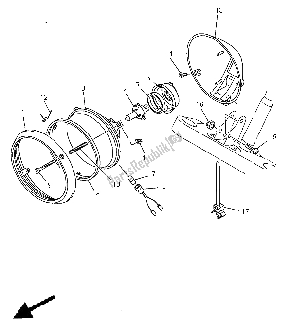 Alle onderdelen voor de Koplamp van de Yamaha XVS 650 Dragstar 1998