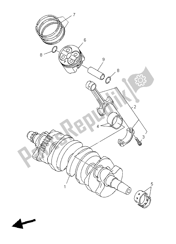 All parts for the Crankshaft & Piston of the Yamaha XJ6 NA 600 2009