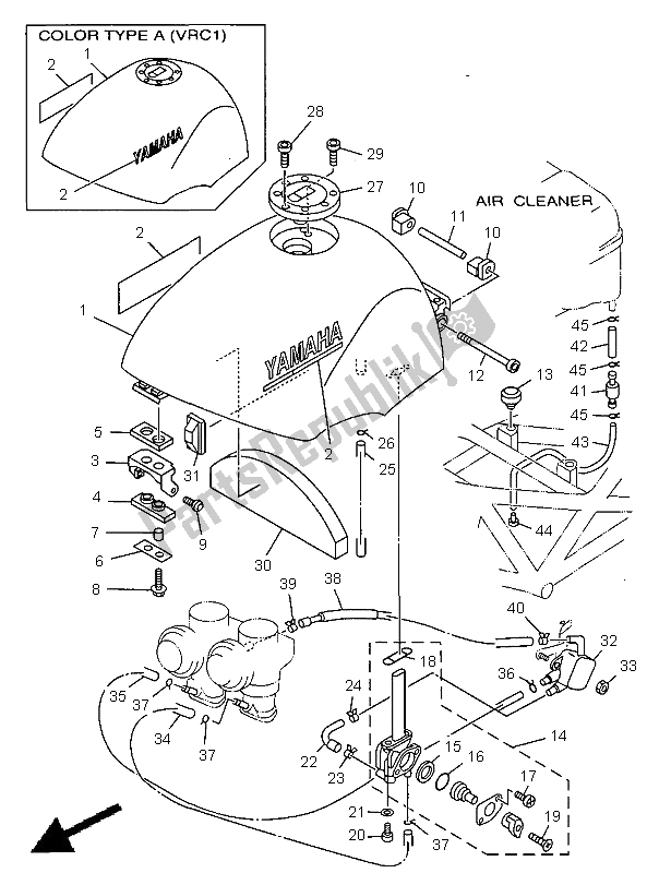 Alle onderdelen voor de Benzinetank van de Yamaha TRX 850 1998