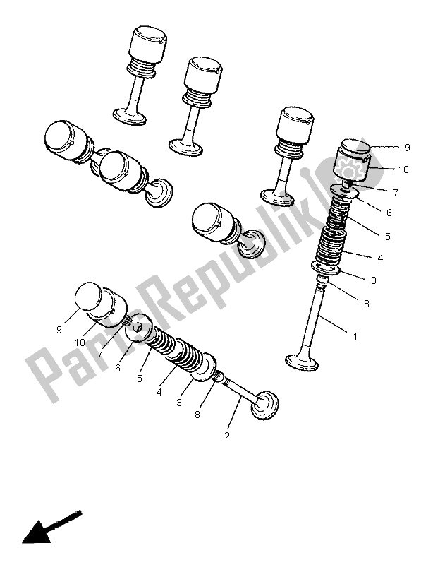 All parts for the Valve of the Yamaha XJR 1200 SP 1998