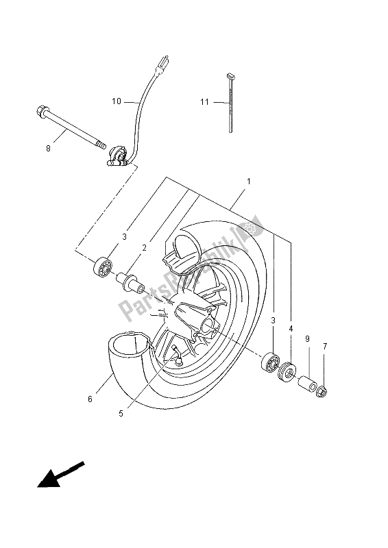 All parts for the Front Wheel of the Yamaha YN 50 FMU 2014