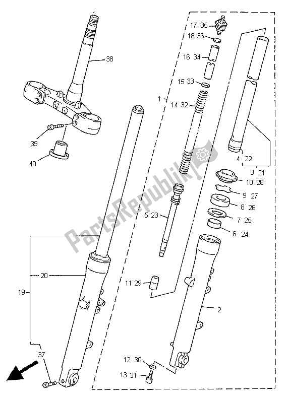 Wszystkie części do Przedni Widelec Yamaha XJR 1200 SP 1997