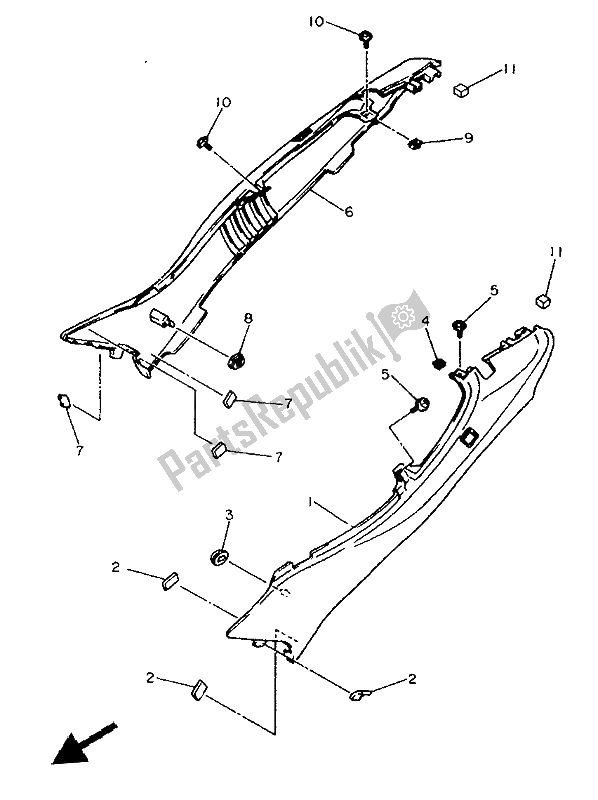 All parts for the Side Cover of the Yamaha XJ 600S Diversion 1992