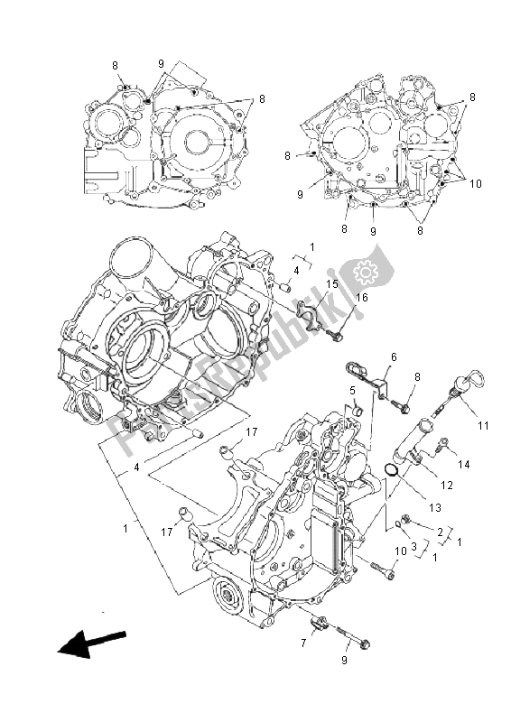 Todas as partes de Bloco Do Motor do Yamaha YFM 550F Grizzly EPS Yamaha Black 2011