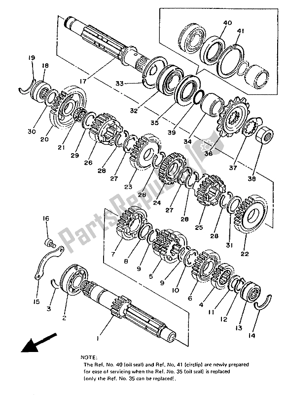 Alle onderdelen voor de Overdragen van de Yamaha TDR 250 1988