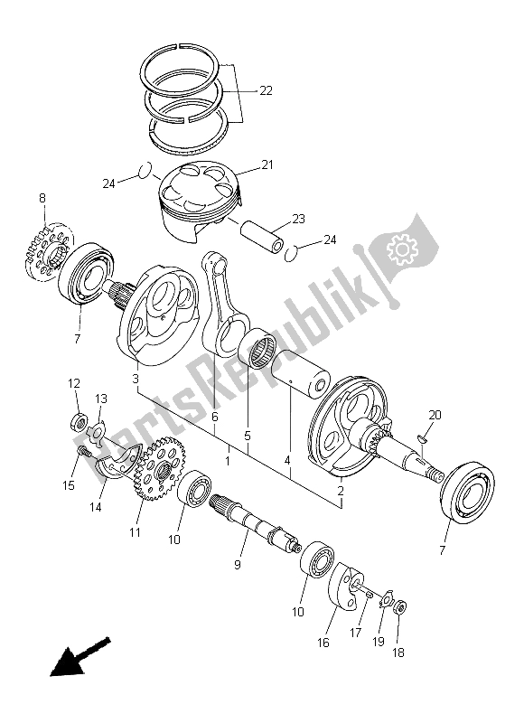 All parts for the Crankshaft & Piston of the Yamaha WR 450F 2015