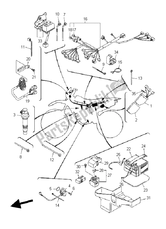 All parts for the Electrical 1 of the Yamaha WR 250F 2010