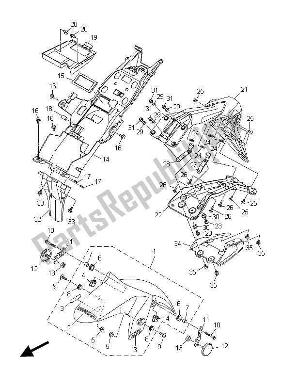 All parts for the Fender of the Yamaha YZF R3A 300 2015