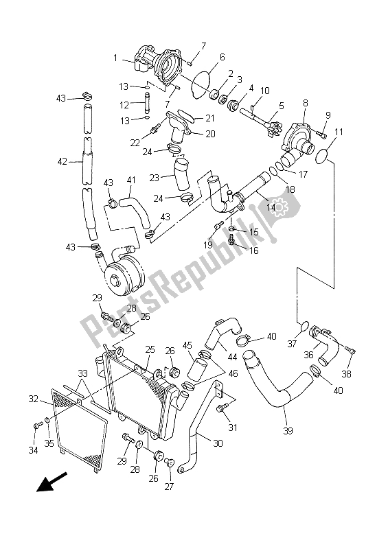 Todas las partes para Bomba De Agua Y Radiador de Yamaha YZF R7 700 1999