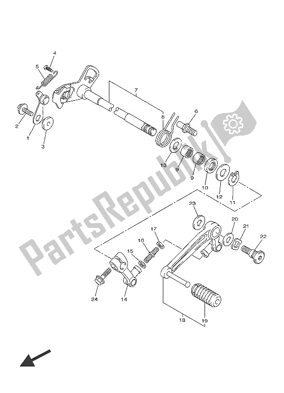 All parts for the Shift Shaft of the Yamaha VMX 17 1700 2016