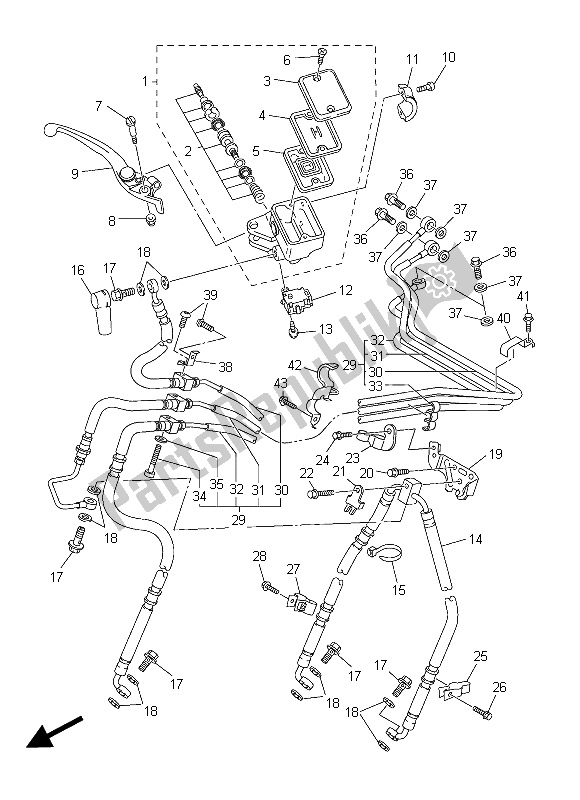 All parts for the Front Master Cylinder of the Yamaha FJR 1300A 2015