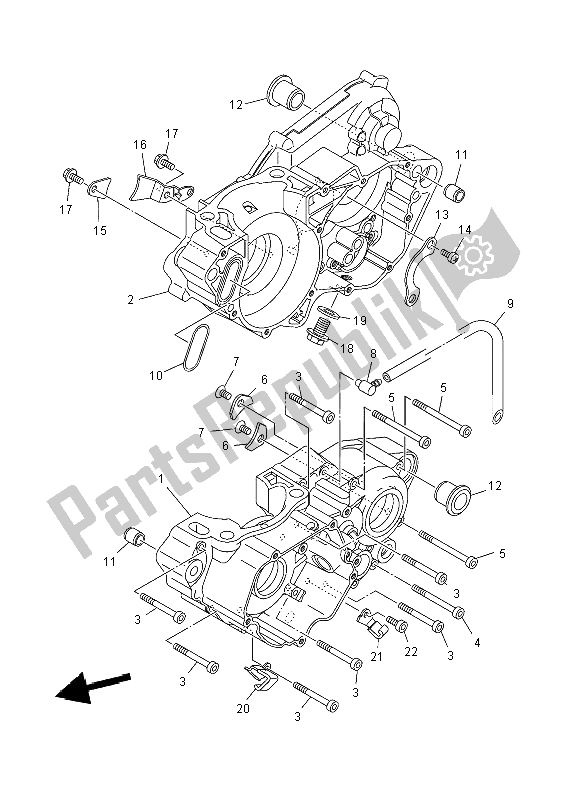All parts for the Crankcase of the Yamaha YZ 250 2008