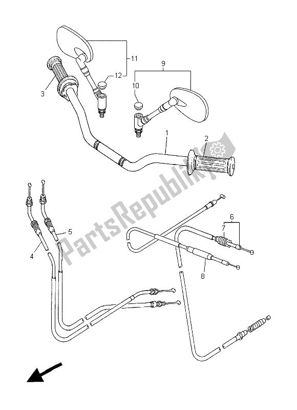 All parts for the Steering Handle & Cable of the Yamaha SR 400 2014