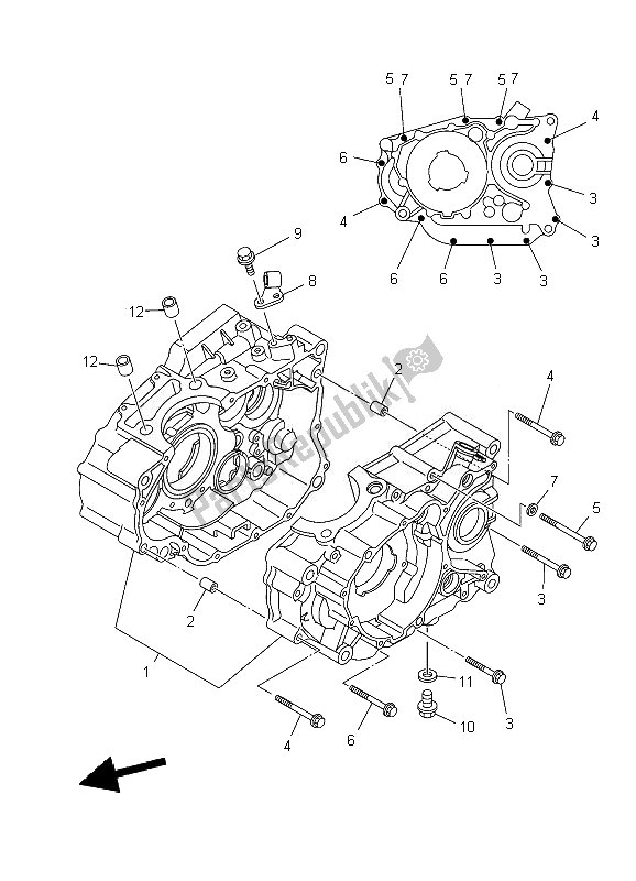 All parts for the Crankcase of the Yamaha YBR 250 2007