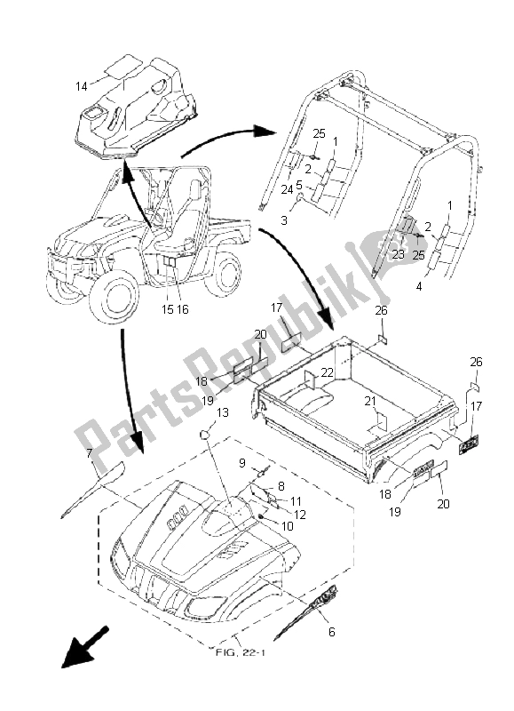 All parts for the Emblem & Label of the Yamaha YXR 700F Rhino 2009