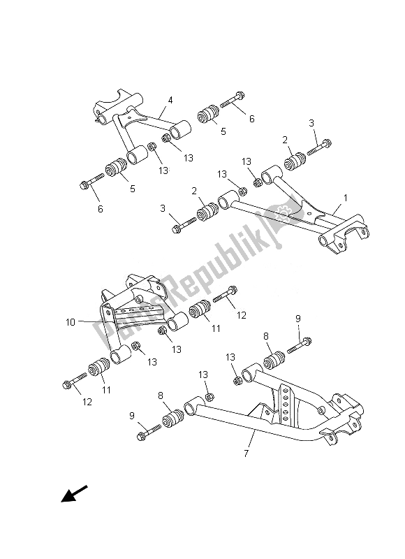 Todas as partes de Braço Traseiro do Yamaha YFM 450 Fgpad EPS Grizzly 4X4 2013