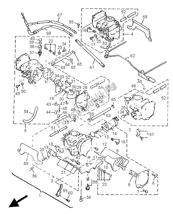 All parts for the Carburetor of the Yamaha V MAX 12 1200 1999