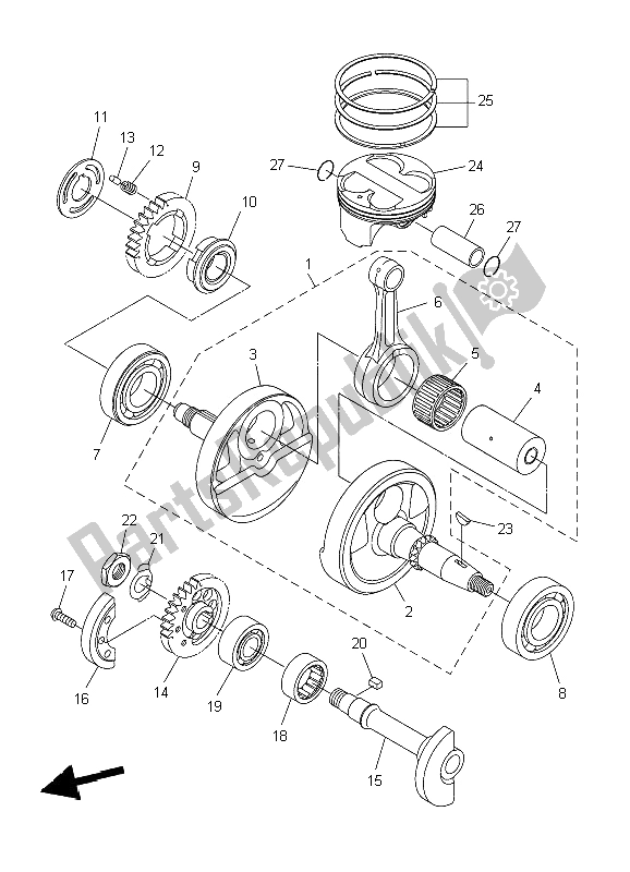 All parts for the Crankshaft & Piston of the Yamaha WR 250X 2009