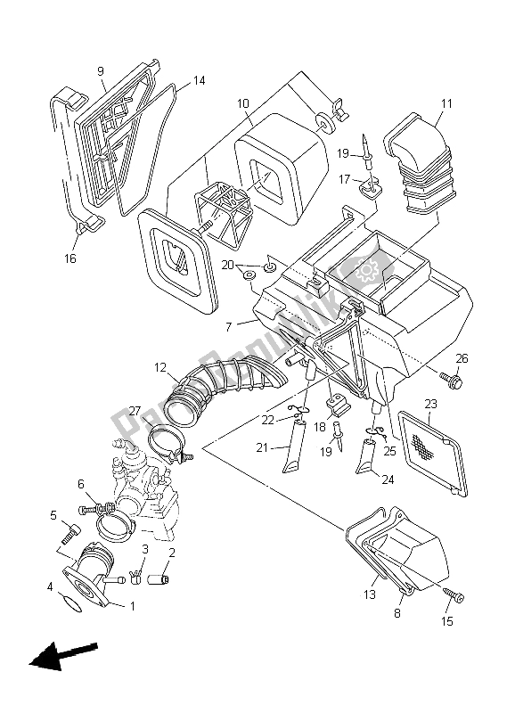 All parts for the Intake of the Yamaha TT R 125 SW LW 2004