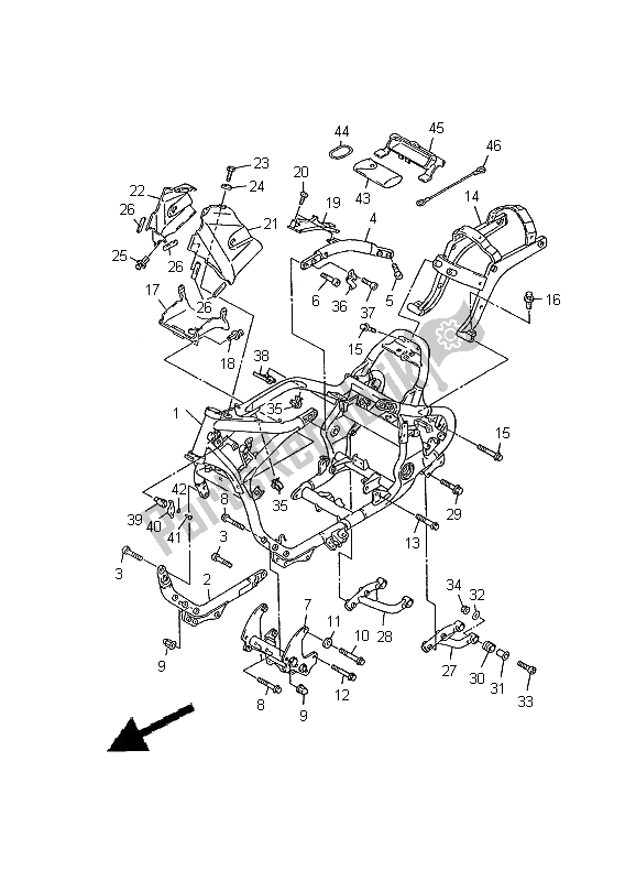 All parts for the Frame of the Yamaha XVZ 1300A Royalstar 2000