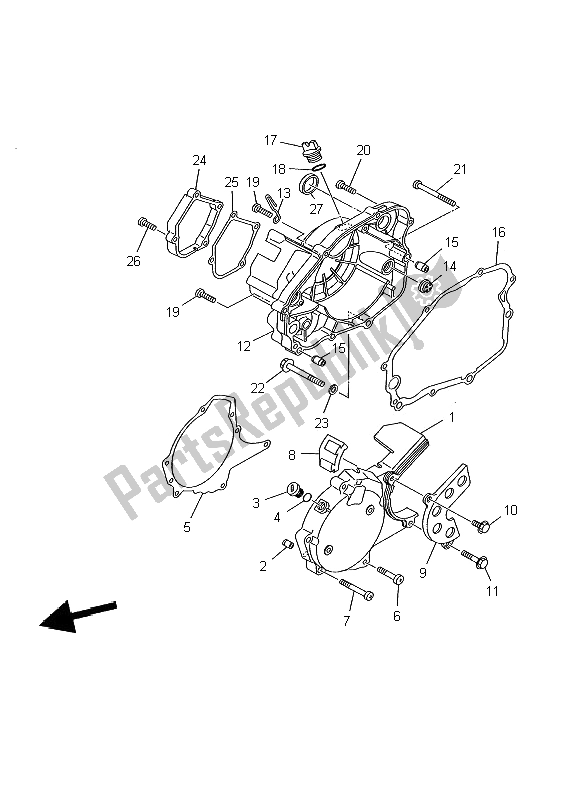 All parts for the Crankcase Cover 1 of the Yamaha TDR 125 2002