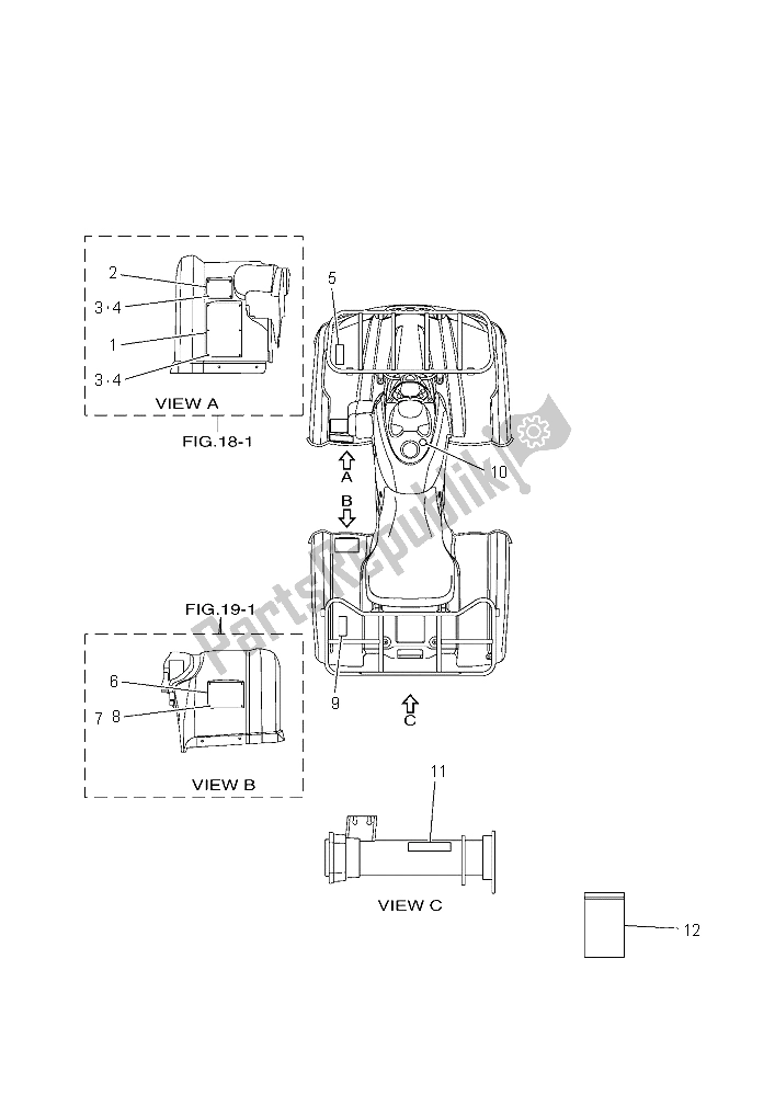 Tutte le parti per il Emblema Ed Etichetta del Yamaha YFM 350A Grizzly 4X4 2015